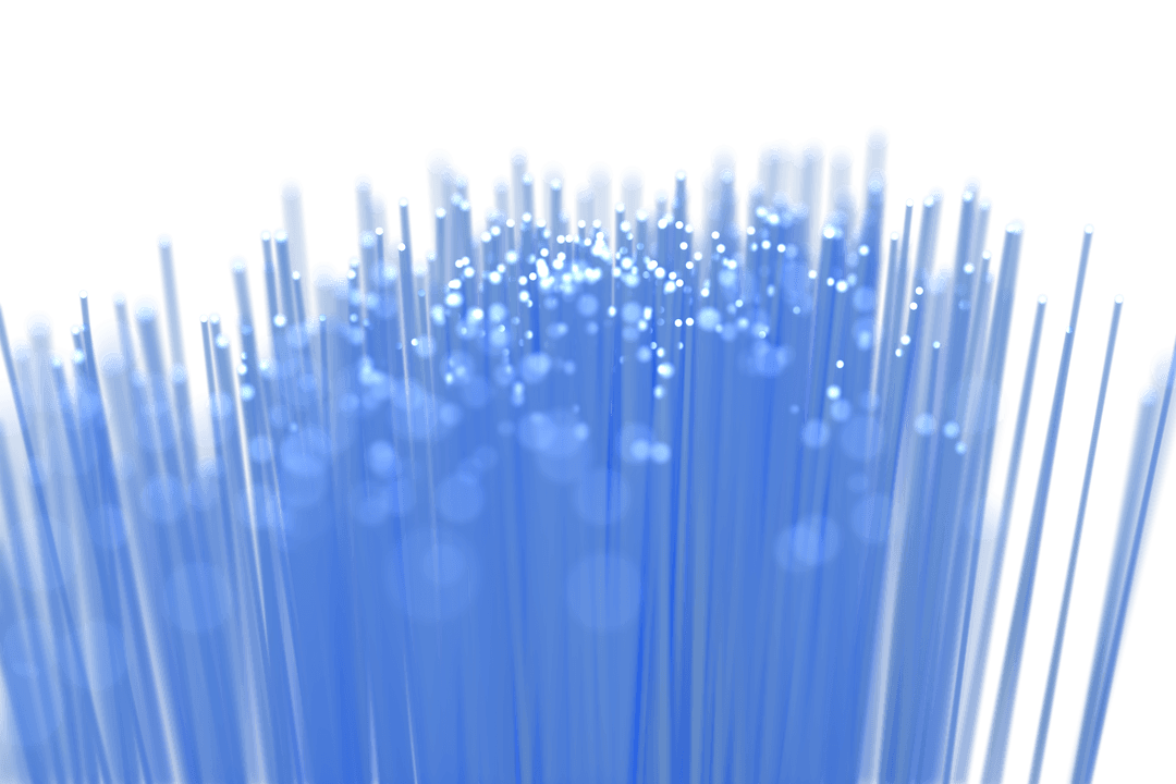 Abstract Blue Fiber Optic Cables on Transparent Background