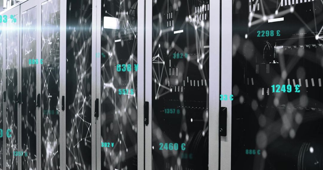 Data Center Server Racks With Digital Network Overlay