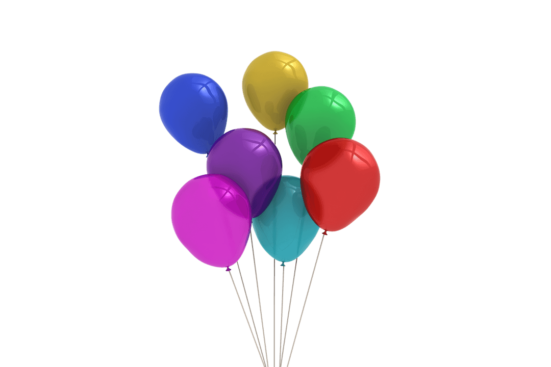 Colorful Balloons Cluster on Transparent Background for Celebrations