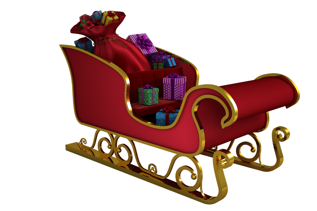 Transparent Red and Gold Santa's Sleigh with Gifts - Download Free Stock Images Pikwizard.com