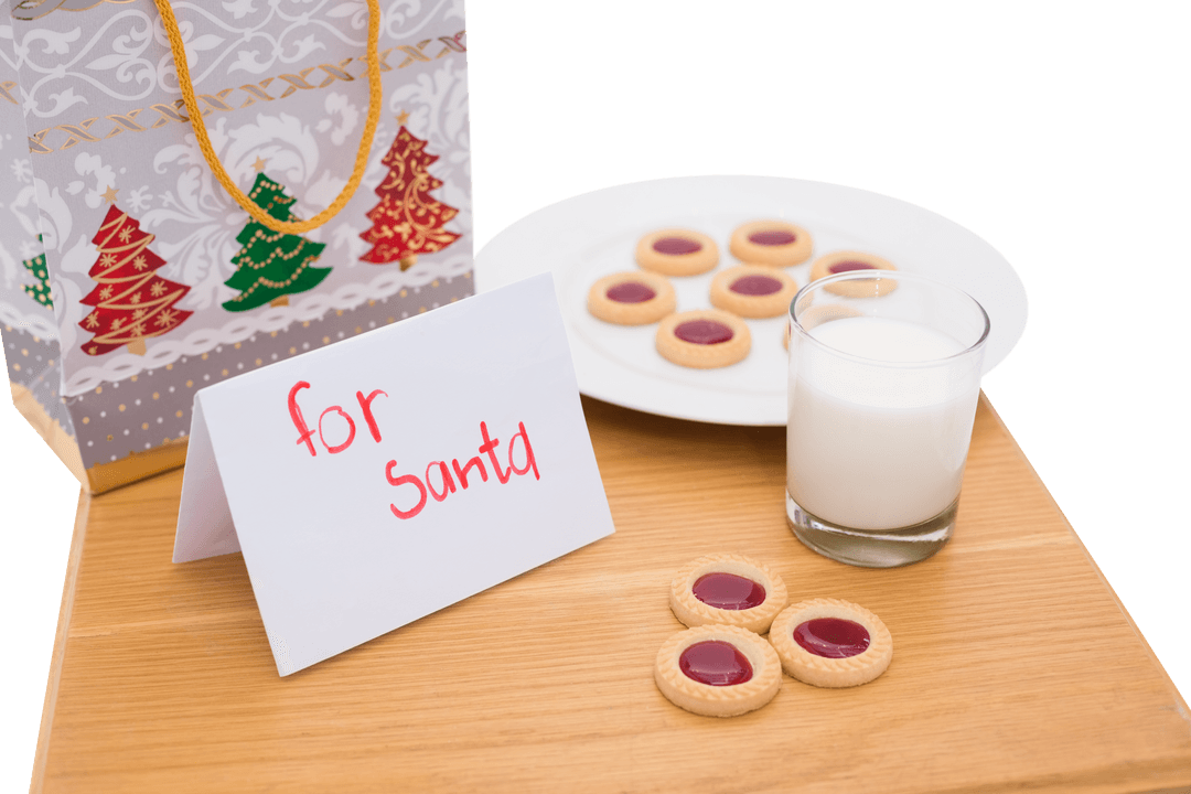 Transparent Christmas Snacks for Santa with Milk and Cookies