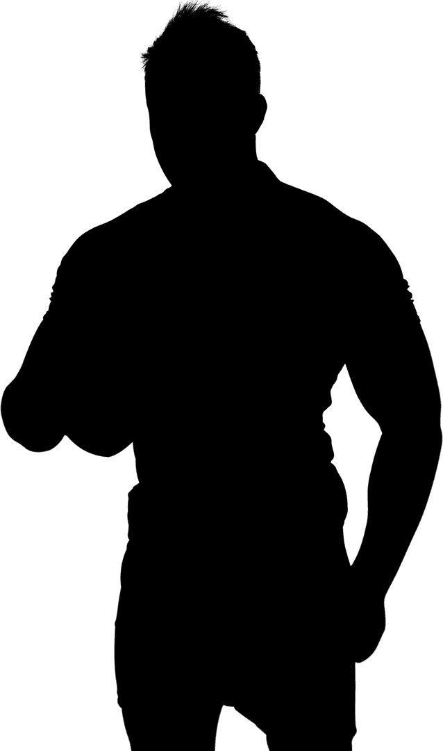 Rugby Player Holding Ball Against Transparent Background