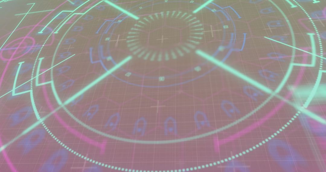 Futuristic Digital Interface with Circular Scanning Elements