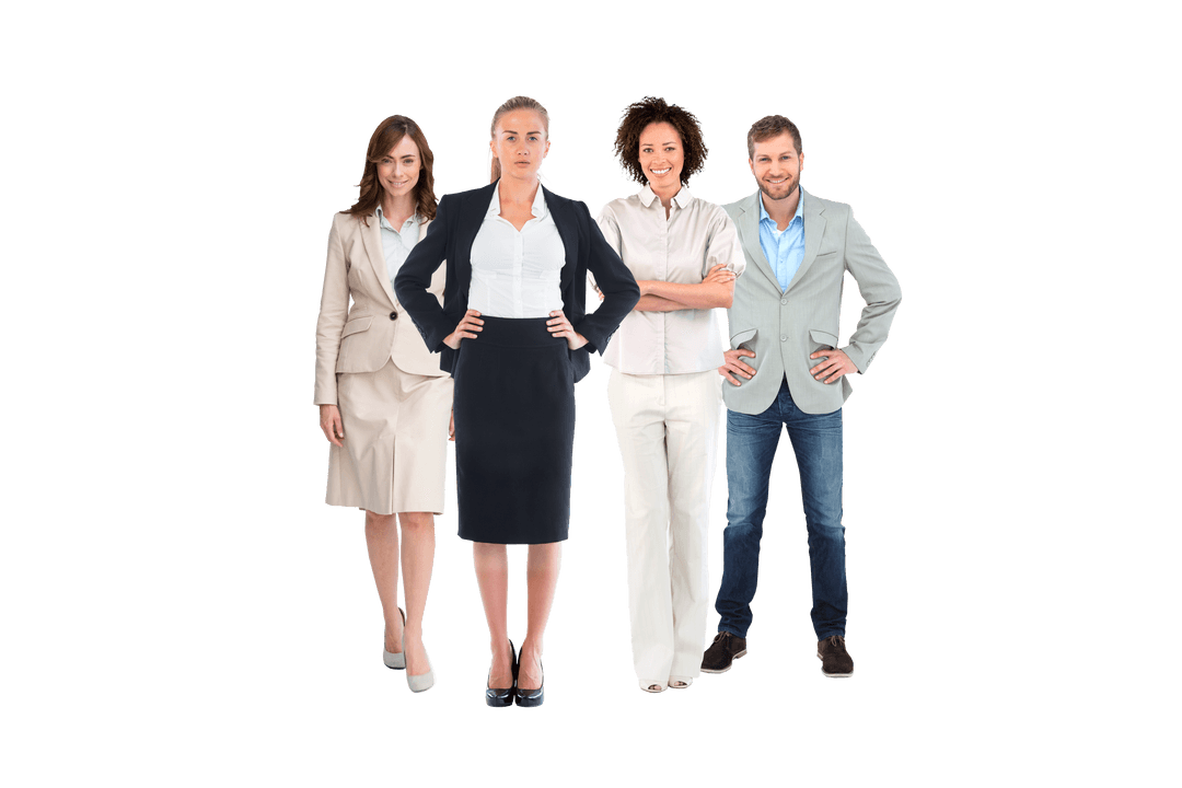 Confident Business Team Posing Against Transparent Background