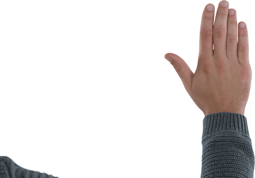 Close-Up of Transparent Hand Gesture on White Background