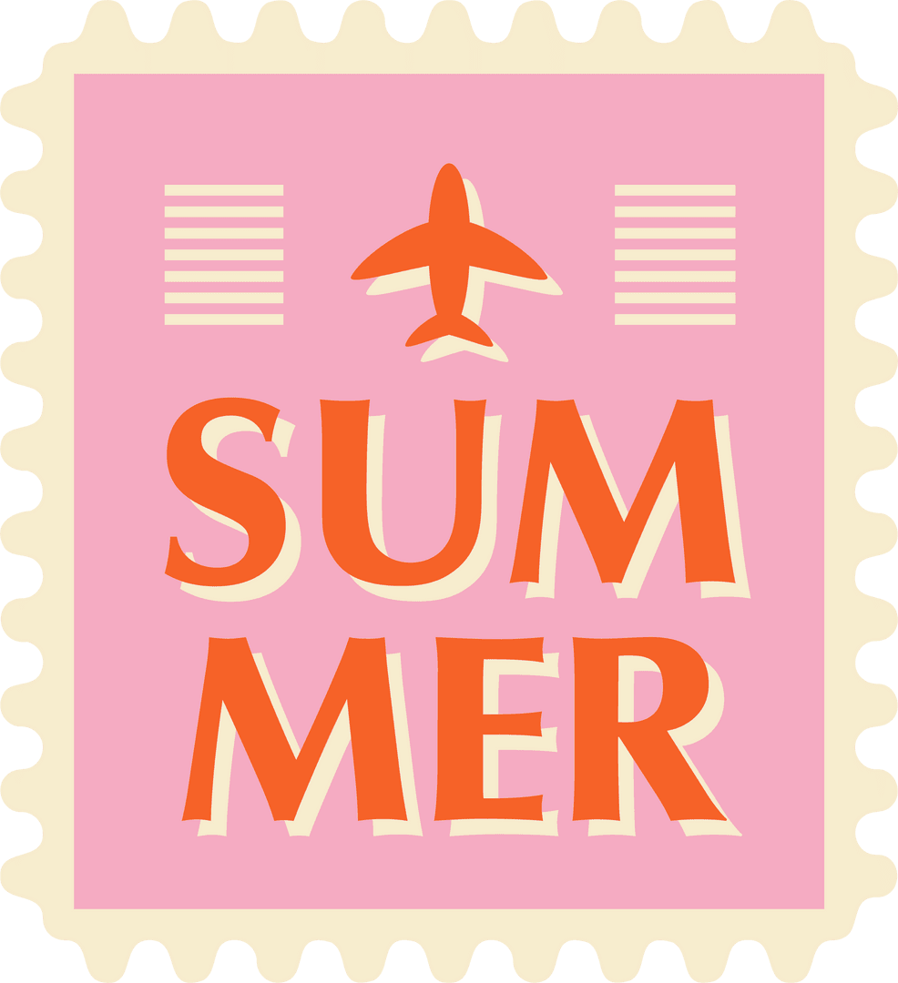 Vintage Summer Stamp With Airplane on Transparent Background