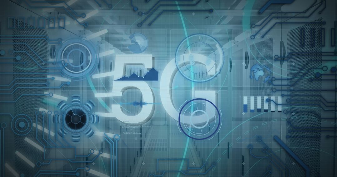 Futuristic 5G Interface with Digital Circles and Scanners