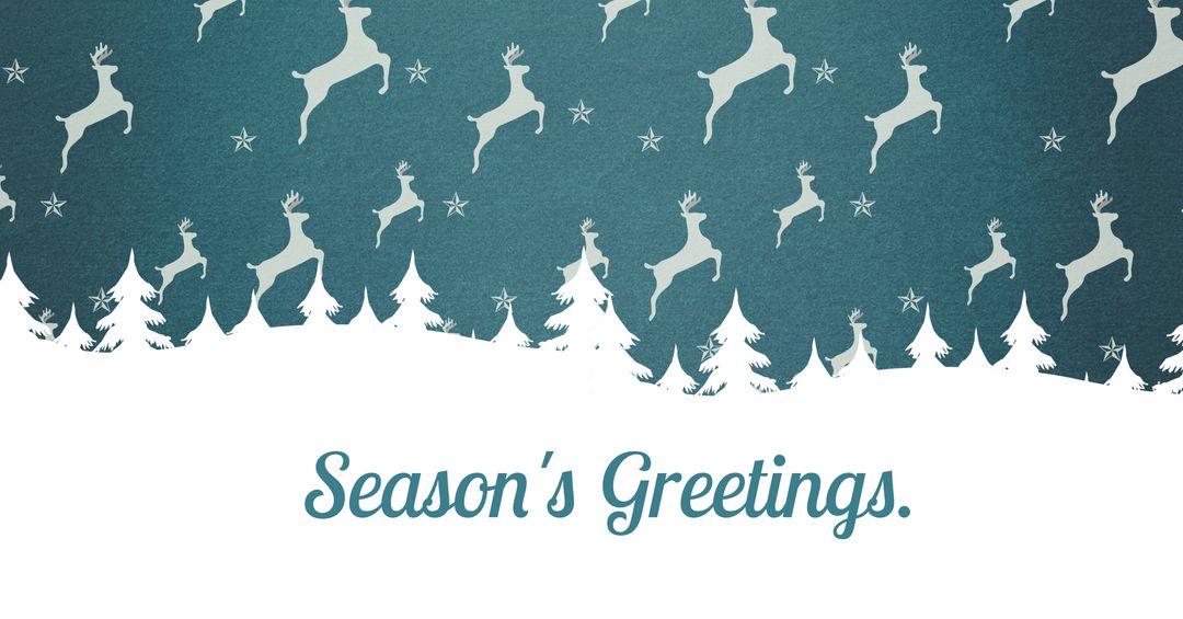 Season's Greetings Card Template with Reindeer and Pine Trees - Download Free Stock Templates Pikwizard.com