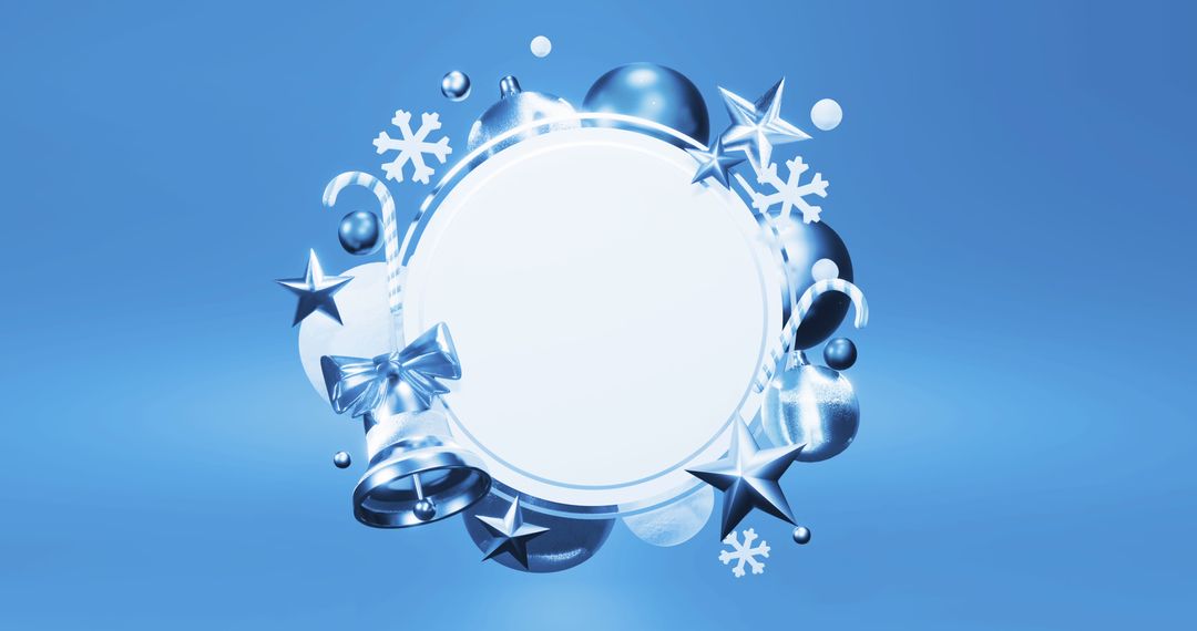 Festive Blue Christmas Frame with Copy Space