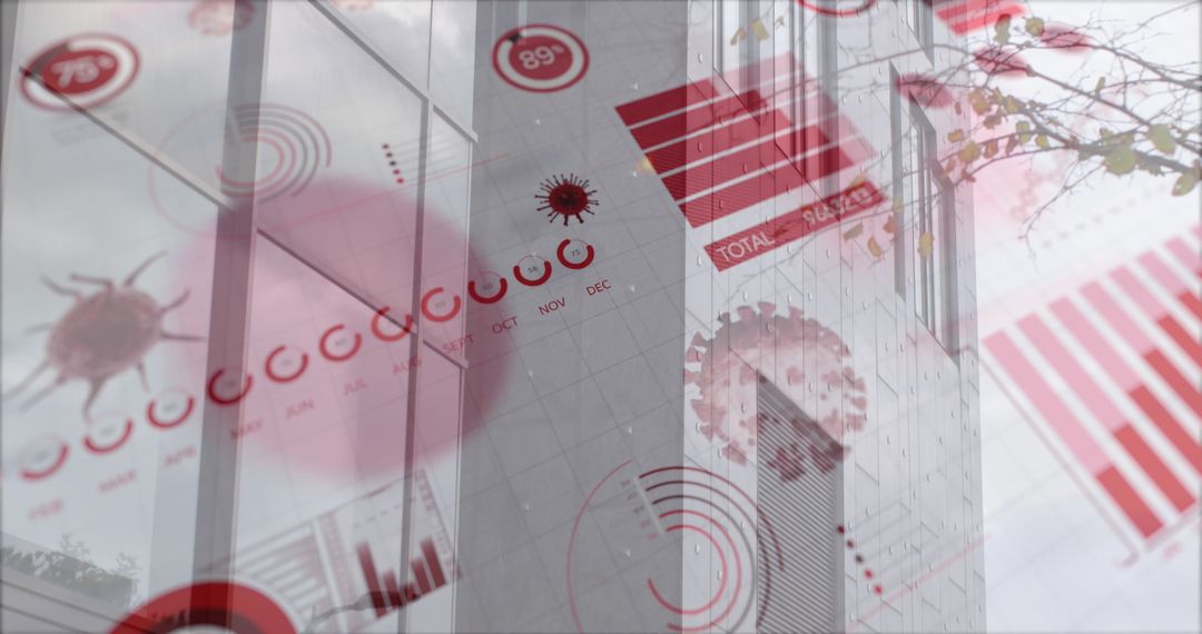 Coronavirus Impact Data Visualization Over Urban Landscape