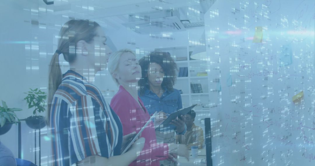 Diverse Team Collaborating with Digital Integration in Modern Office