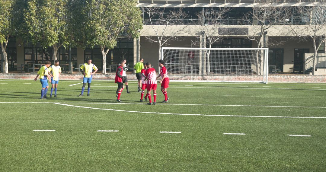 High School Soccer Match Showcase Teamwork on Field