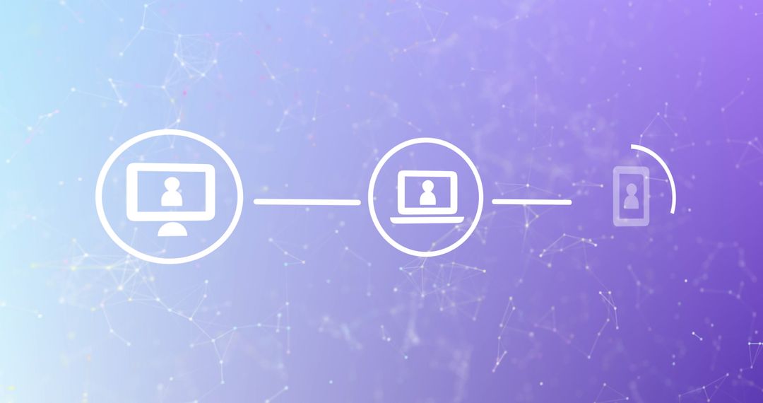 Digital Network Connections and Data Transfer on Purple Background
