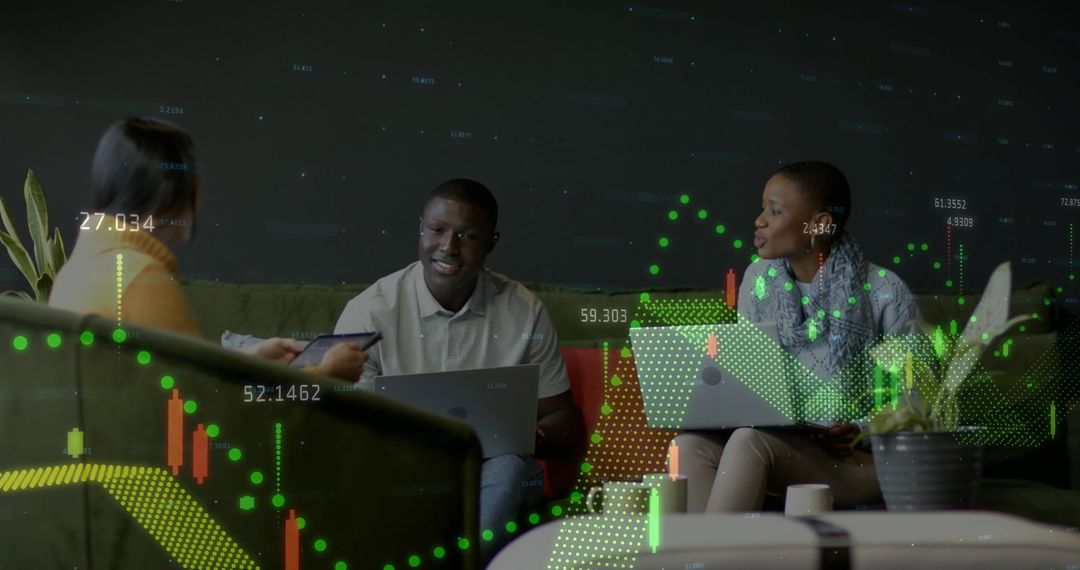 Diverse Professionals Collaborating on Global Financial Data Analysis