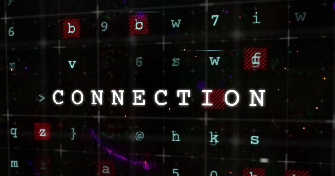 Abstract Digital Connections with Text and Symbols