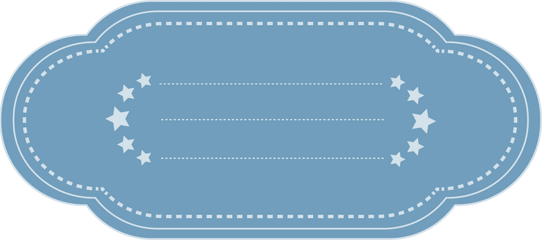 Blank Blue Label with Star Pattern on Transparent Background