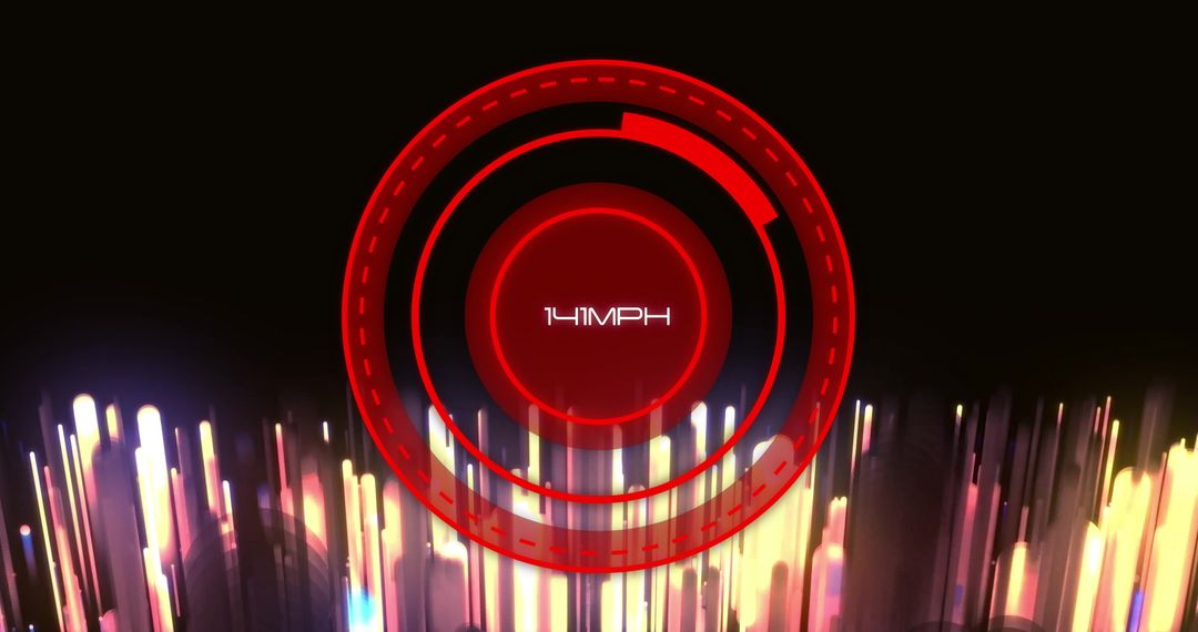 Digital Speedometer Display with Colorful Light Streaks at 165 MPH