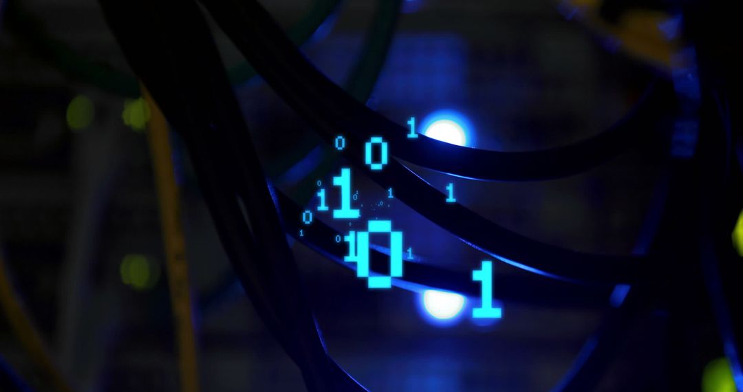 Binary Code Flow in Advanced Server Room