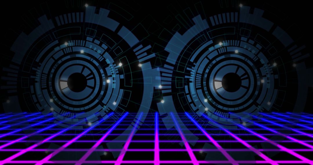 Futuristic Hologram Technology with Loading Circles