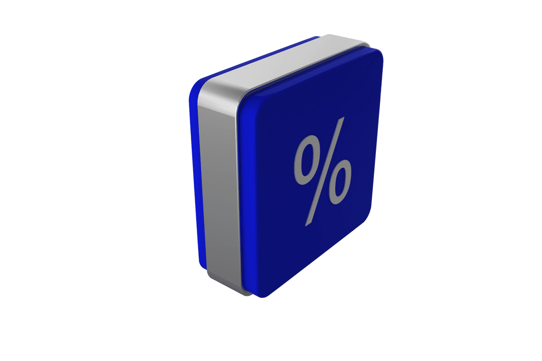 3D Percent Sign on Transparent Cube With Bold Colors
