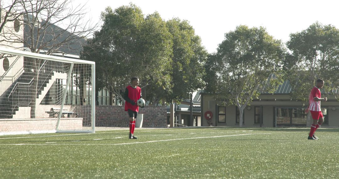 Youth Soccer Team Practicing on Field for Upcoming Match