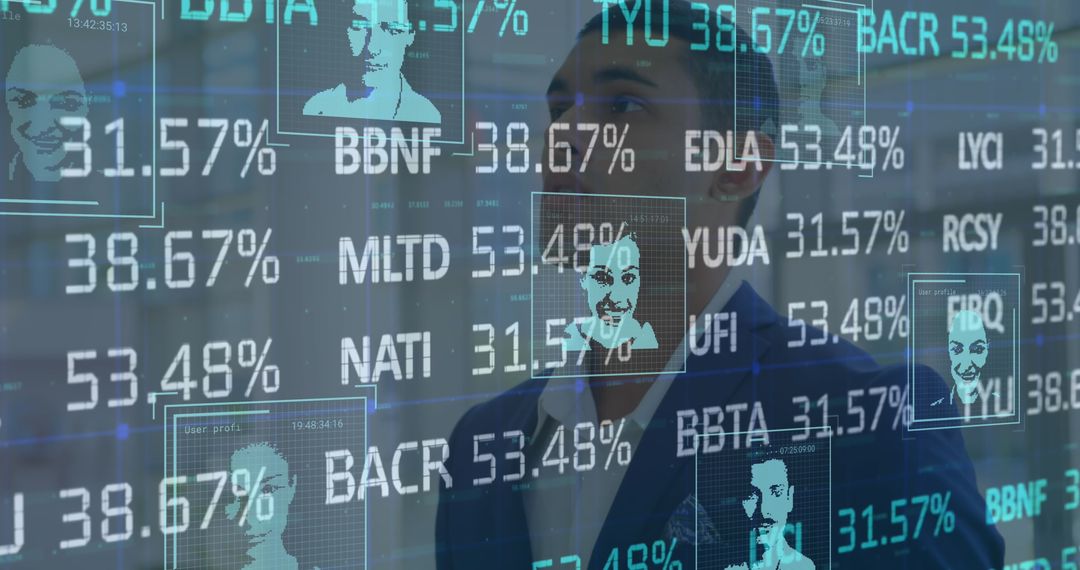 Businessman Analyzing Stock Market Data and Technology Trends