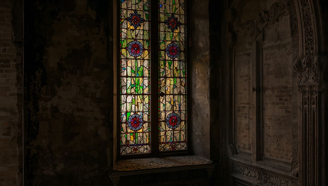 Historic Stained Glass Windows in Gothic Chapel