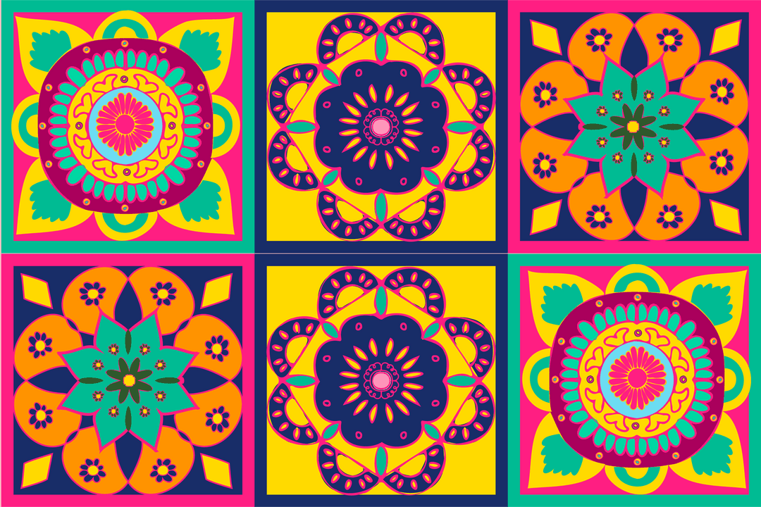 Symmetrical Mandala Patterns on Transparent Background