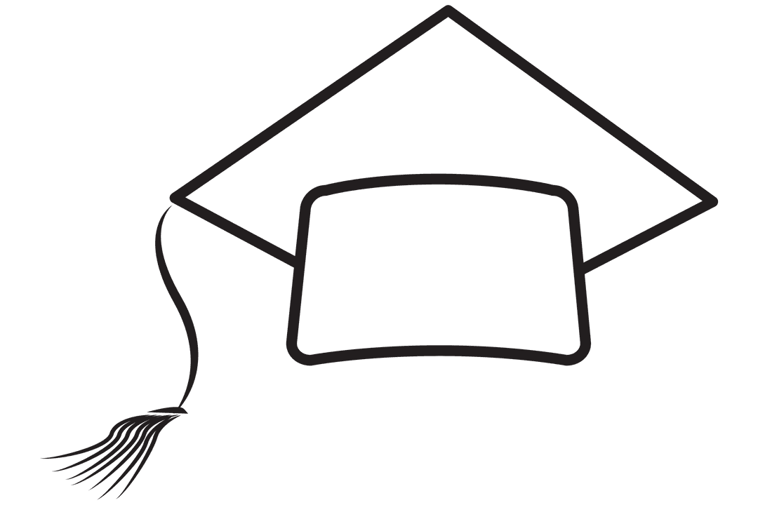 Black Graduation Cap Vector with Copy Space on Transparent Background