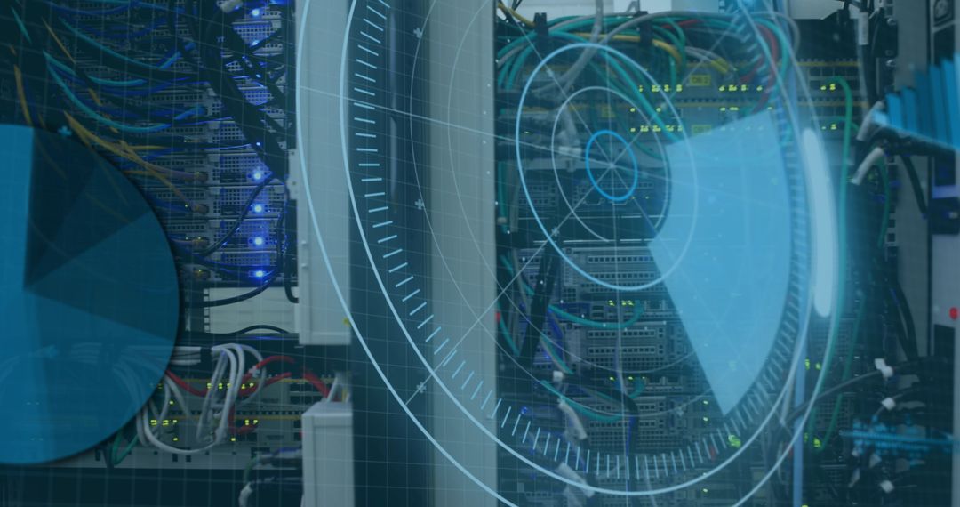 Digital Scope Scanning Over Server Room with Networking Cables