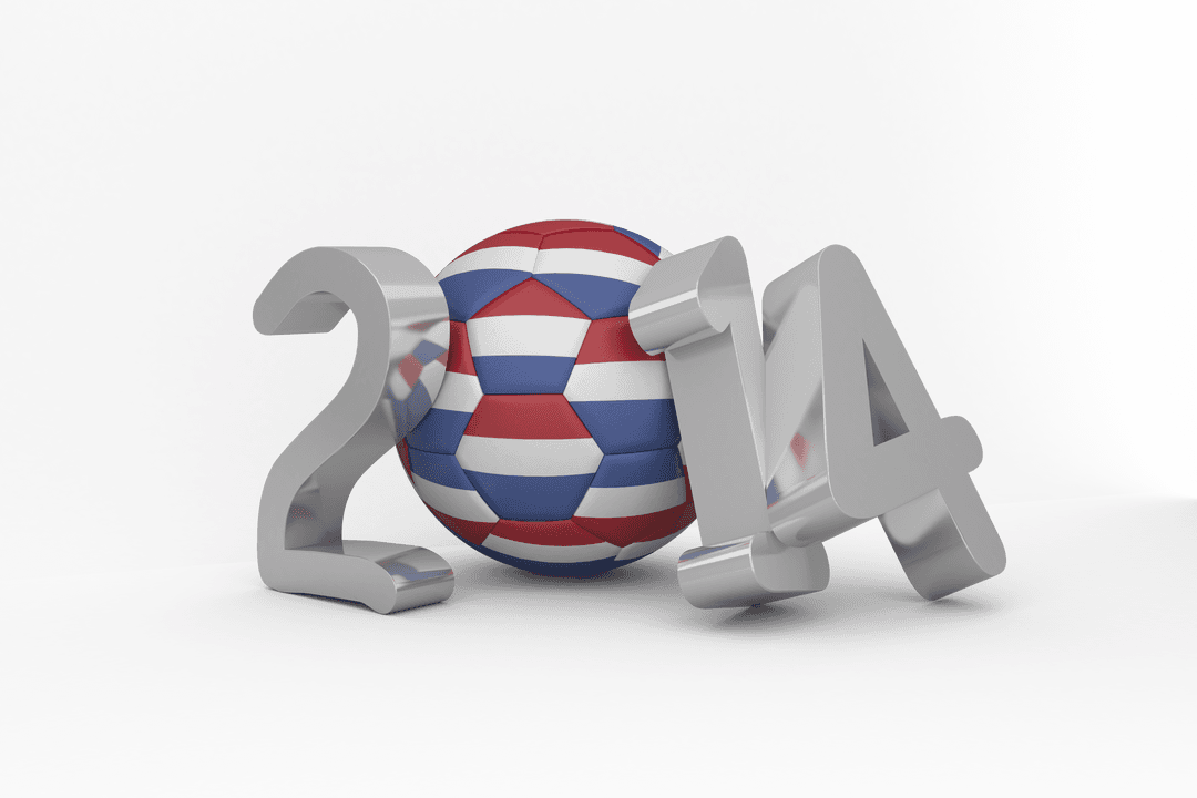 Transparent 2014 Silver Text With Soccer Ball Flag Motif