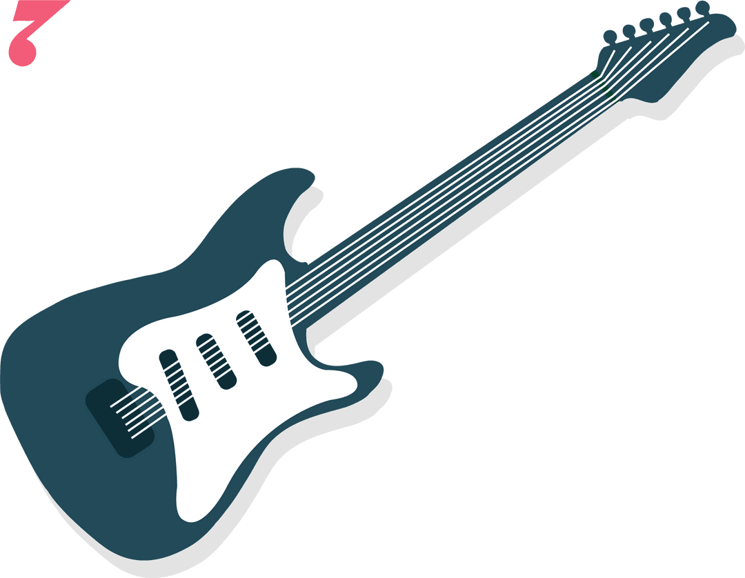 Stylized Electric Guitar on Transparent Background Modern Design