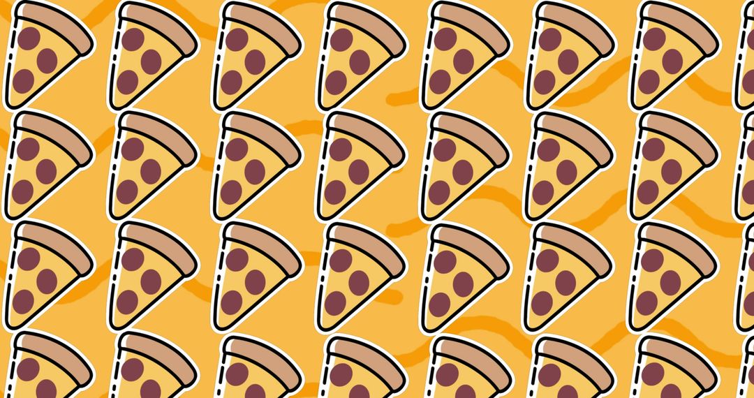 Seamless Pizza Pattern on Yellow Wave Background for Fun Designs