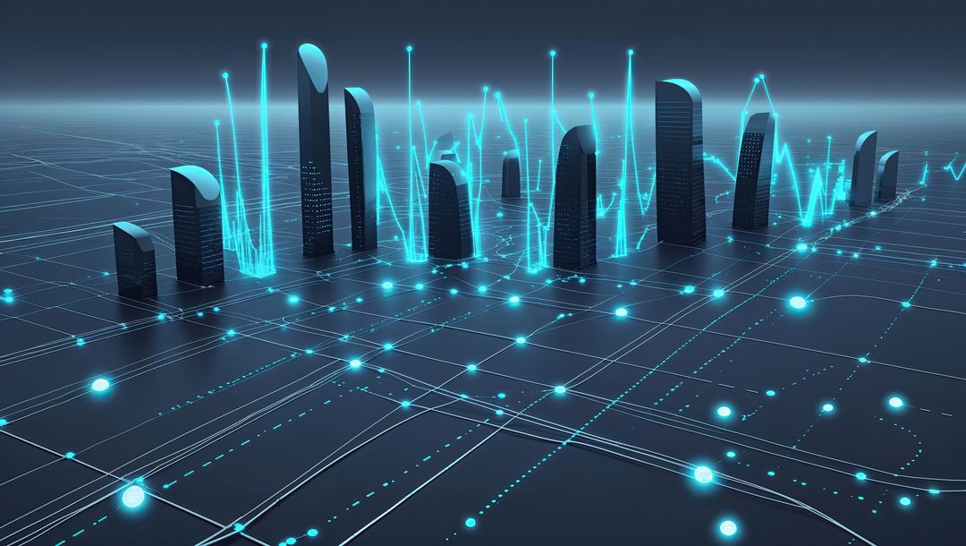 Futuristic Digital Cityscape with Neon Innovations