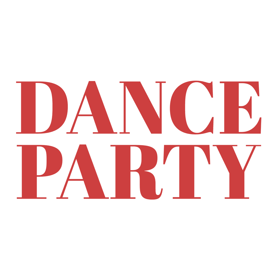 Red Dance Party Text Celebratory Design on Transparent Background