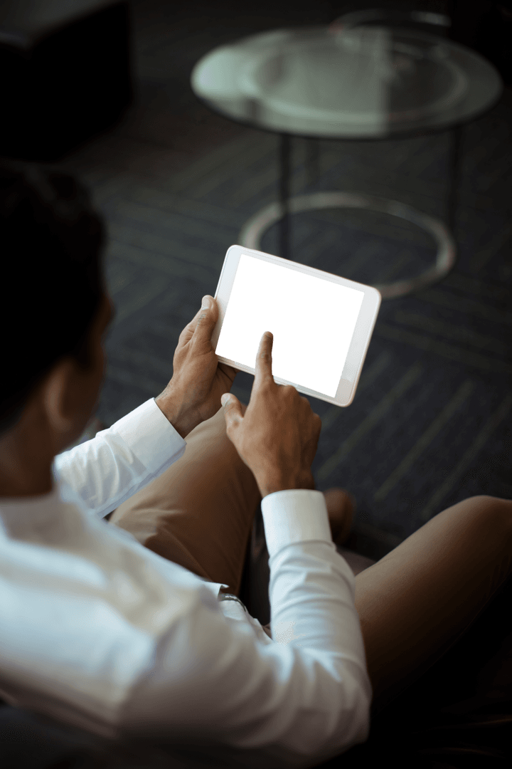 Business Professional Using Tablet with Transparent Screen Concept