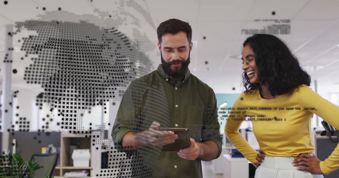 Diverse Business Team Analyzing Digital Financial Data in Office Environment