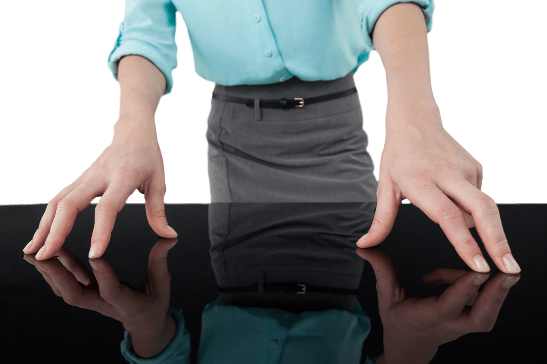 Businesswoman Engaging With Interactive Transparent Digital Screen