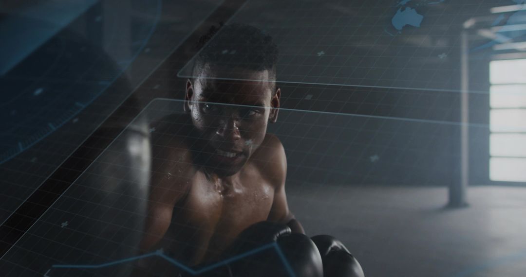 Boxer Training with Holographic Grid in Modern Gym