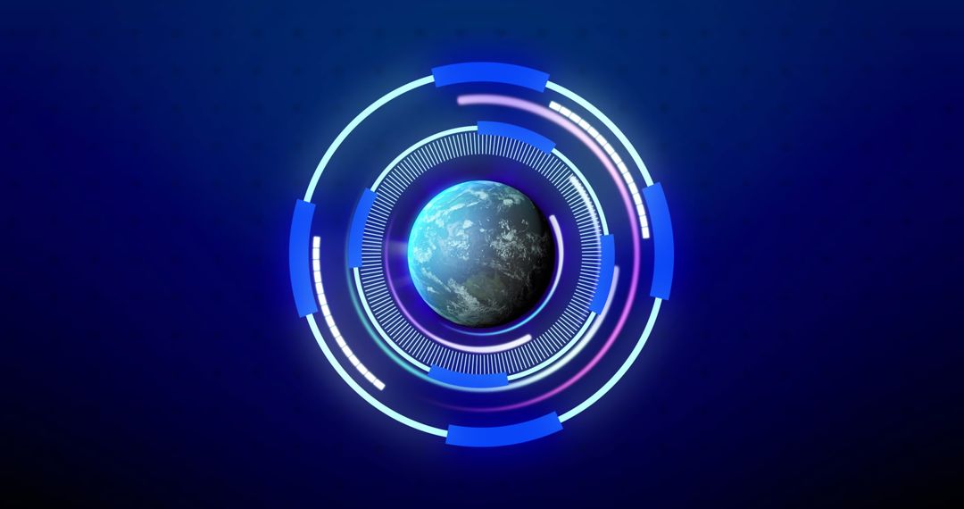 Futuristic Digital Data Interface Encircling Earth