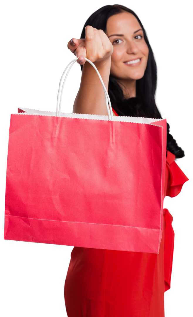 Woman Holding Red Shopping Bag for Promotional Use with Transparent Background - Download Free Stock Images Pikwizard.com