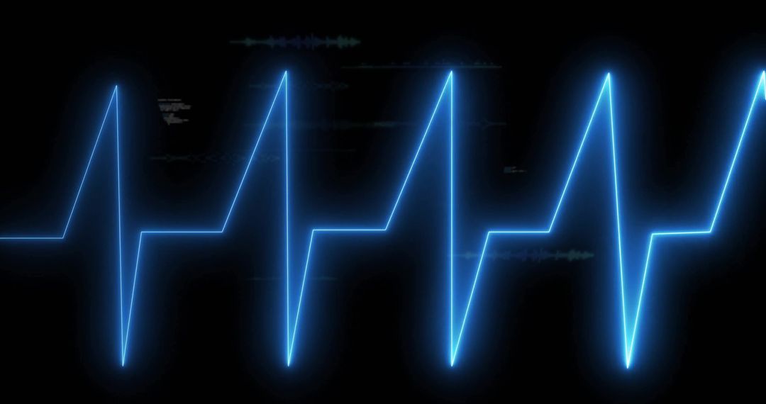 Luminous Neon Blue ECG Waveform on Digital Monitor