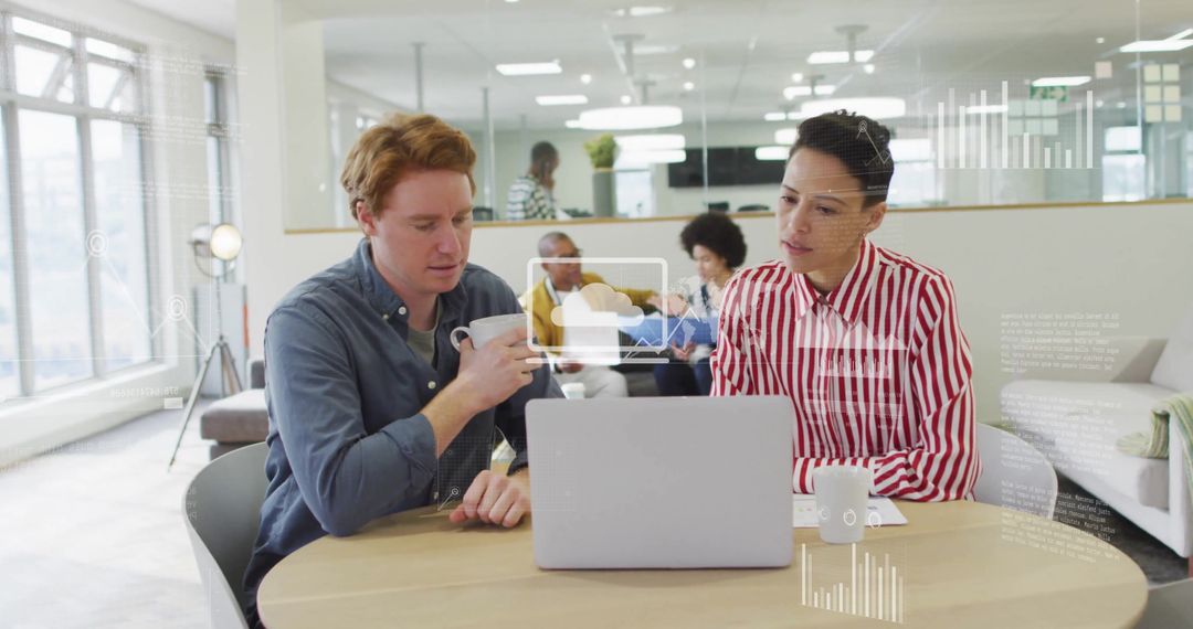 Mixed-Array of Business Professionals with Digital Financial Data Visualization