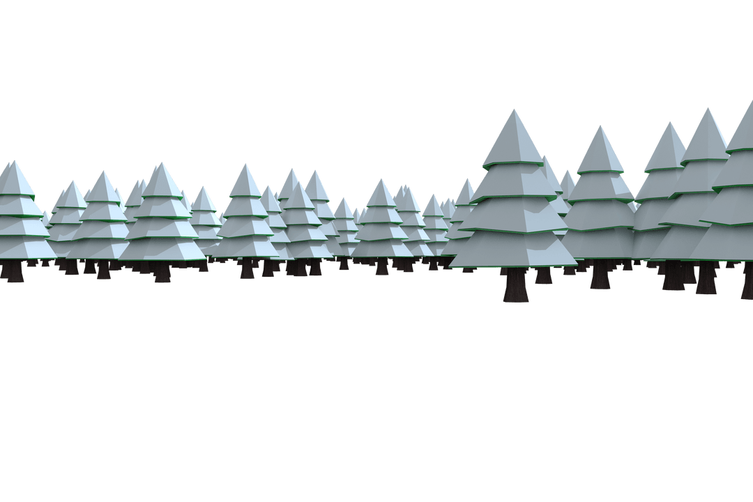 Winter Forest with Snow-Covered Trees on Transparent Background