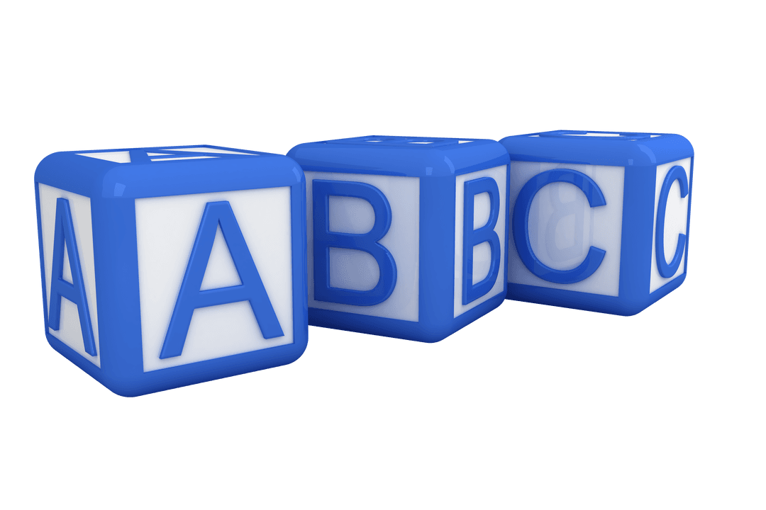 Transparent Blue White Alphabet Blocks in Sequence Arrangement