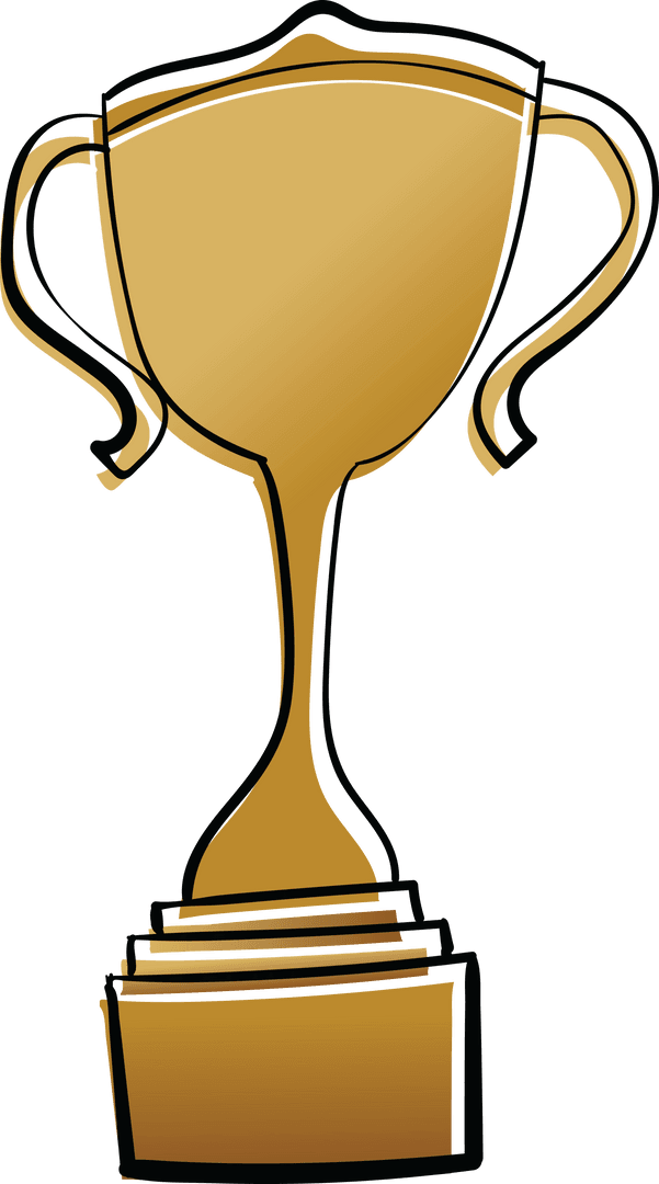 Golden Trophy Cup Vector on Transparent Background