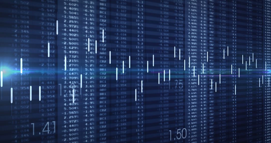 Stock Market Analysis Display with Numeric Data Visualization