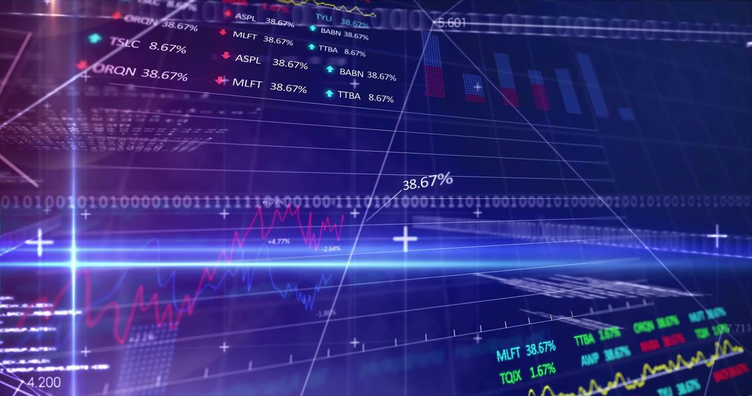 Holographic Financial Data Display with Charts and Graphs