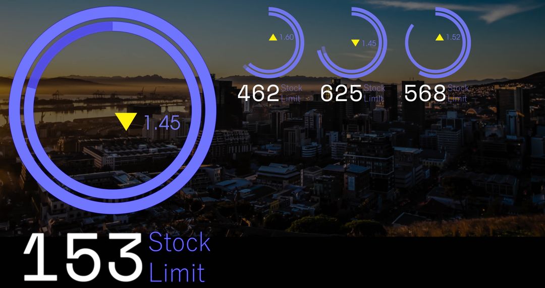 Data Visualization on Cityscape with Circular Graphs at Dusk
