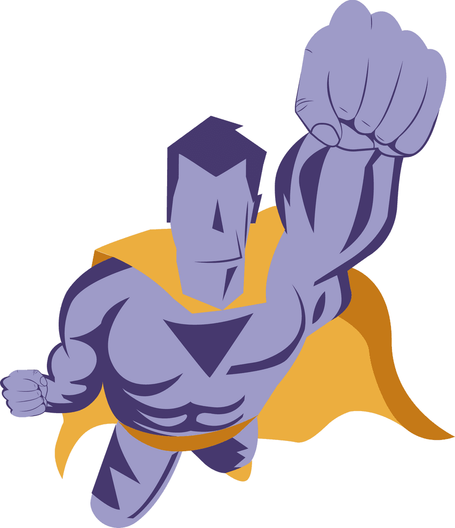 Flat Design Superhero in Dynamic Pose with Transparent Background
